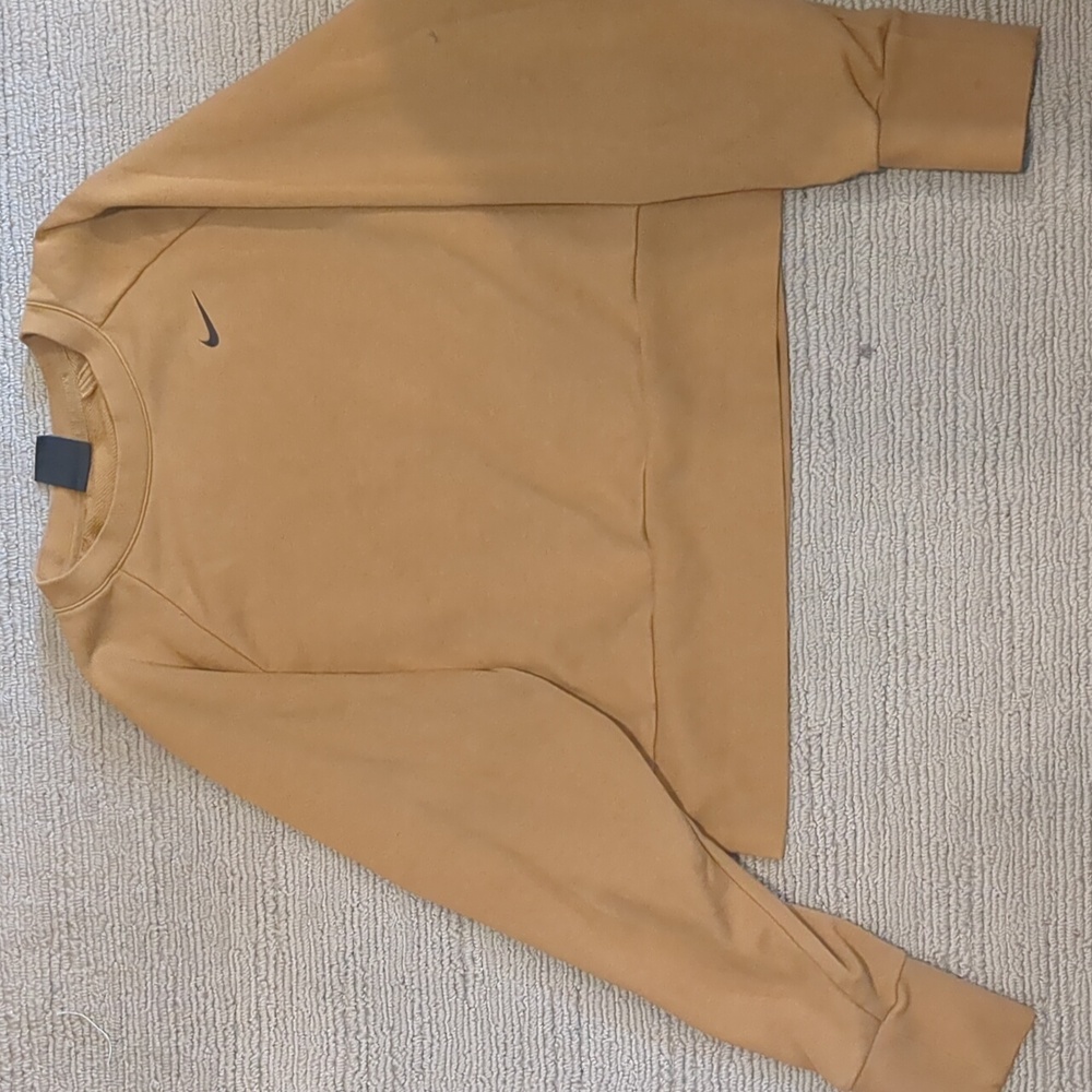 Mustard yellow, cropped, Nike, crewneck with cut out back details. Never worn